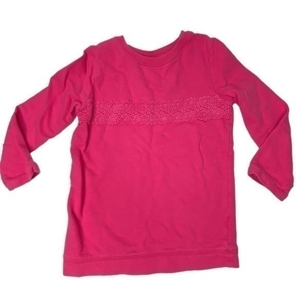 Carters Pink Sweatshirt Top Toddler Girls Size 5T Long Sleeve Lace Chest Detail